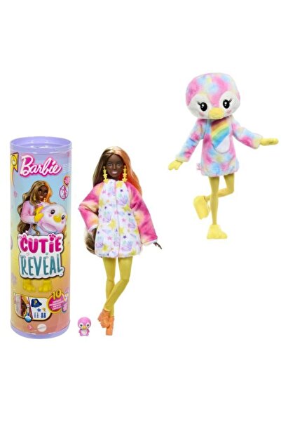 Barbie Papusa Cutie Reveal, Pinguin, 10 surprize, multicolor