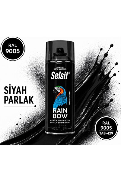 Selsil RAİNBOW AKRİLİK SPREY PARLAK SİYAH RAL 9005 (400ML)