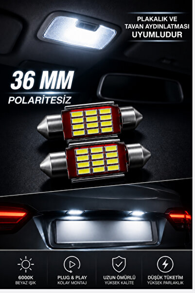 Monreal 36mm Sofit LED Ampul Polaritesiz 6000K Beyaz Işık Plakalık Tavan Aydı...