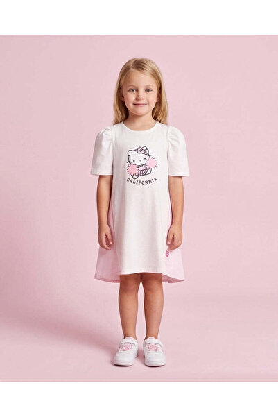 REDTAG Girls Ivory And Pink Hello Kitty Dress