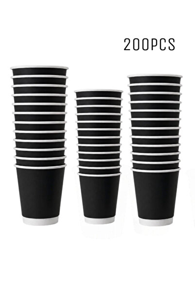 Kef 200 Pieces black double wall paper cups 8oz (240ml)