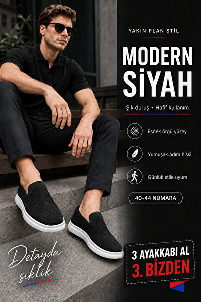 Ayakkabı Deryası Erkek Triko Bağcıksız Slip-On Günlük Hafif Sneaker Ayakkabı ...