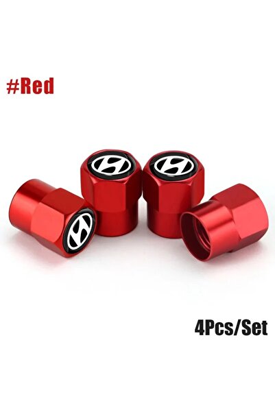 GARDENAUTO Hyundai Logo Aluminum Coating 4 Pieces Valve Covers (Red)