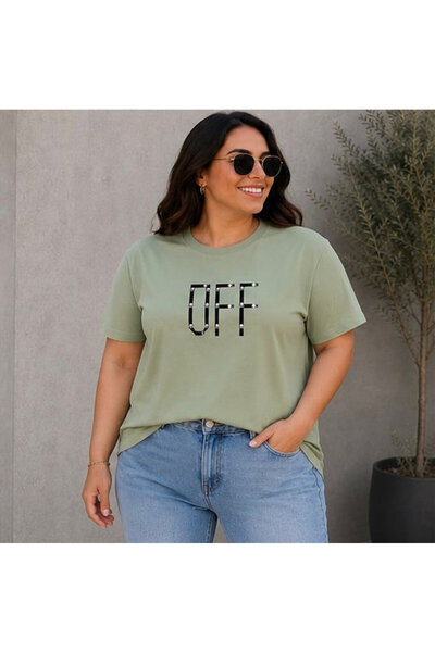3S MODA تي شيرت نسائي كبير الحجم بطباعة رقمية من Basic OFF
