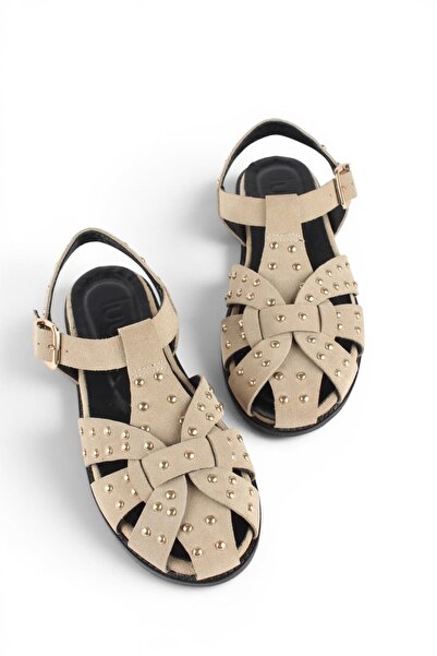 luuq shoes Melora Genuine Leather Suede Women's Studded Sandals