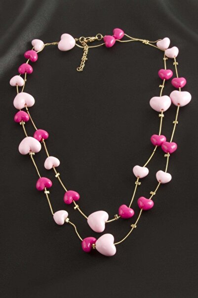 TakÇalıştır Heart Beads Double Necklace
