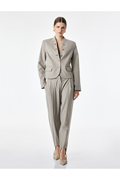 Koton Pocketed, Pleated Detailed Balloon Fabric Trousers with Footband Detail