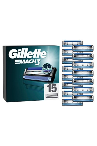 Gillette Λεπίδες ξυραφιού Mach3, σετ 15 τεμαχίων, για άνδρες, με 3 λεπίδες, μ...