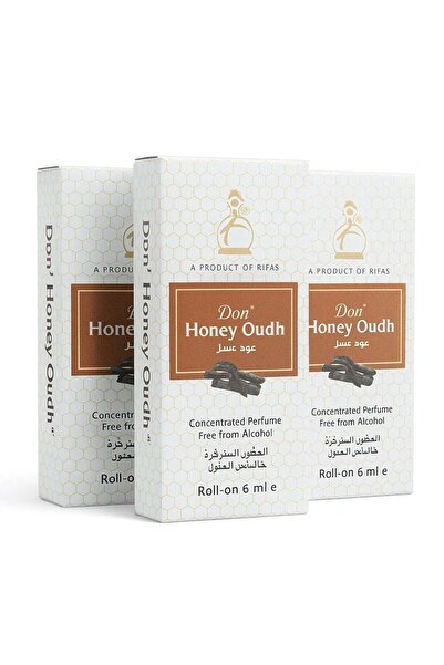 Rifas عطر دون هاني عود مركز، رول أون، خالٍ من الكحول، 6 مل، مجموعة من 3 قطع