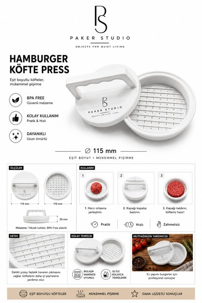 Awesomecrochet Practical Hamburger Patty Shaper – Non-Slip, Durable, and Easy-To-Clean Design (1 Piece)
