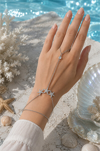 Sylvera Shop Triple Starfish Steel Shahmeran Bracelet (Silver Color)
