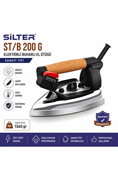 Silter ST/B 200 G Sanayi Tipi Buharlı El Ütüsü | 1000W Profesyonel Tekstil Üt...