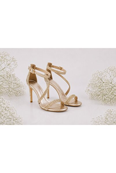 OEM Sandale fashion Andalouse,toc cui,nuanta de auriu cu sclipici