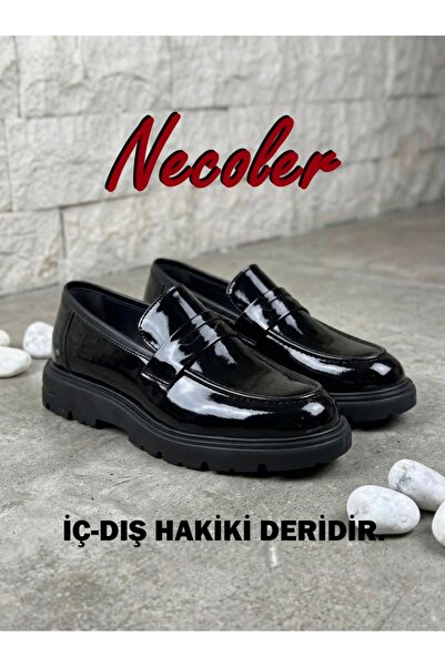 Generic Brand حذاء ذو نعل عالٍ من الجلد اللامع، جلد طبيعي من الداخل والخارج، ...