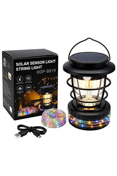 Powermaster HOP-8819 Solar Güneş Panelli Sensörlü Kamp Lambası (Filament + SM...