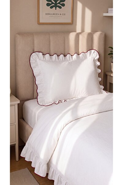 RH Rosehan 100% Cotton Overlocked Ruffled Single Duvet Cover Set with Elastic...