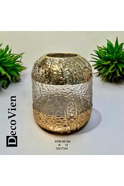 Aymet konak alışveriş 5619.A-CAM VAZO KÇK. GOLD S 12*7 cm