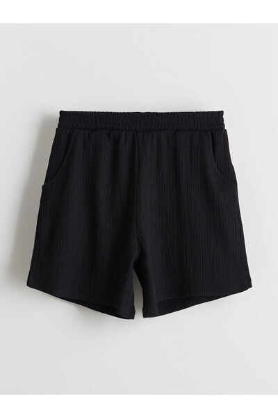 LC Waikiki Two Mt Shop Quality Lcw Kids Black Elastic Waist Girls' Shorts