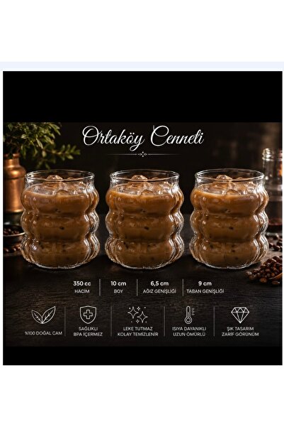 ORTAKÖYCENNETİ Cold Coffee Glass 3 Ad Grape Model 350 Cc Volume 10 cm Length ...