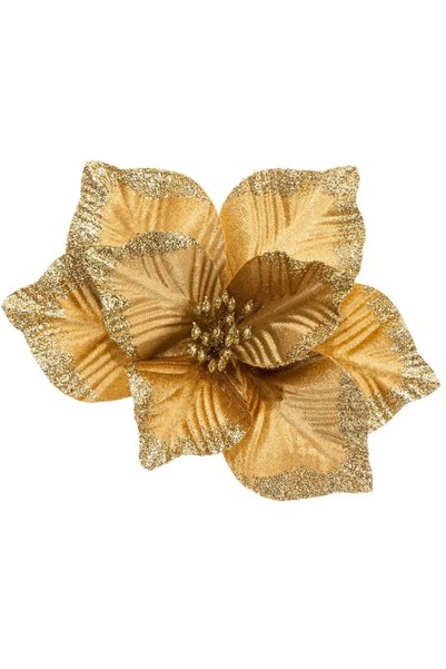 Luna Bite , Floare decorativa Craciun poinsettia, cu clip fixare, 24x11 cm, a...