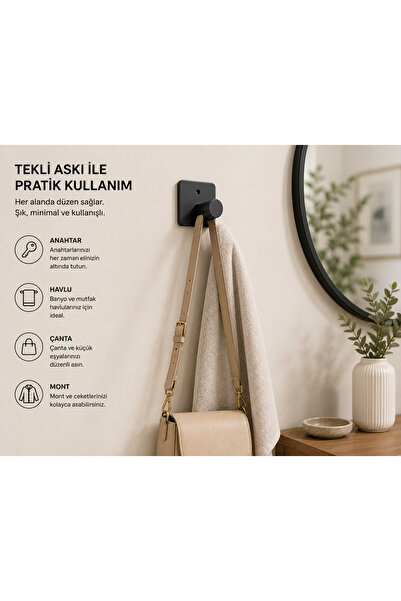 YDGR Çok amaçlı Metal Duvar Askılığı 1 Kancalı Banyo Mutfak Antre Askılığı