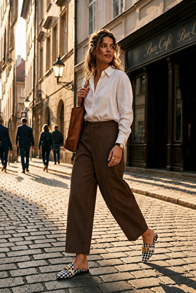 Nika Fashion Kadın Pantolon Barrel Pantolon Cloutte Pantolon Yüksek Bel Şık Boyfriend Geniş Paça Siyah Kumaş Pantolon