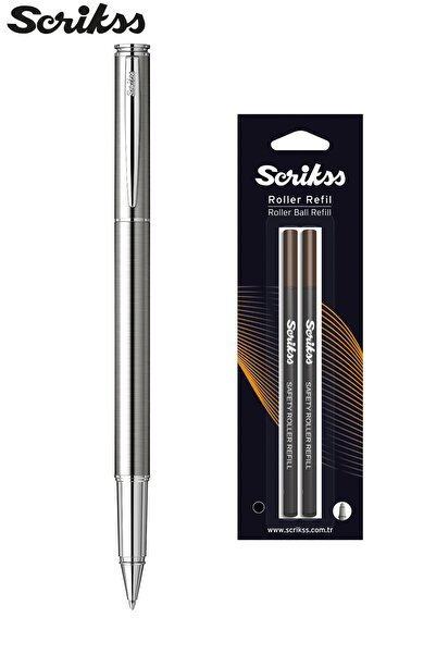 Scrikss WIZ DESIGN - KRİSTAL KUTULU ROLLER KALEM KROM + 2'Lİ MAVİ ROLLER YEDE...