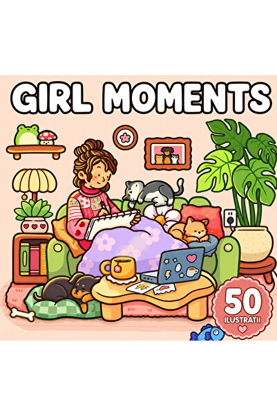 COZY Книжка за оцветяване - 50 илюстрации - Моменти за момичета
