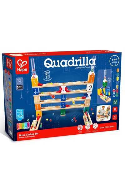 Hape Jucarie copii Quadrilla - circuit cu bile - Set de codare de baza (125 p...