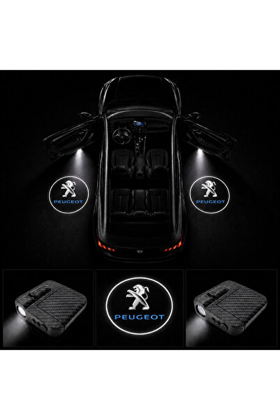 Oto Çizgi Peugeot Kapı Altı Logo Projektör Led Işığı 2'li Set Pilli Kablosuz ...