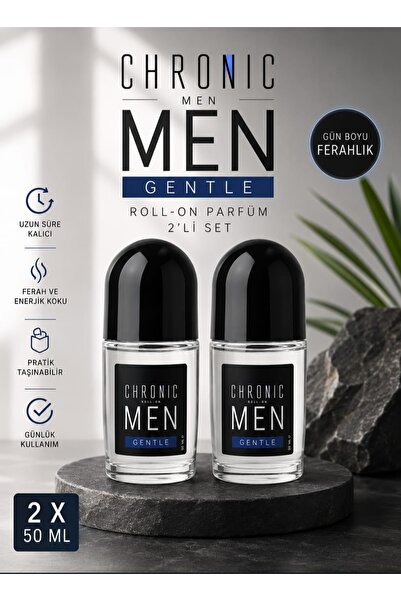 lider kozmetik Chronic Men Gentle Erkek Roll-On 2 x 50 ml Uzun Süre Kalıcı Fe...