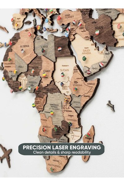Enjoy The Wood 3D Wooden World Map Wall Decor for Living Room & Home UAE, Smokey