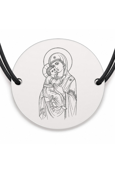 Simoshop Brățară argint 925 cu bănuț Sfânta Maria, șnur negru reglabil