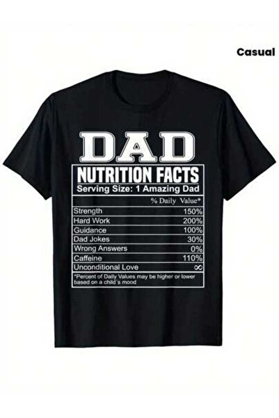 29CUN Humorous Nutrition Facts T-Shirt Dads - Black With White Fun Design, Id...
