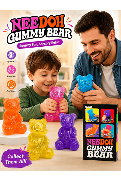 Generic Brand لعبة ضغط حسية وتخفيف التوتر على شكل دببة جيلاتينية براقة، لعبة ...