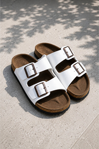 HEDYONE Comfort Anatomical Double Buckle Cork Sole Daily Comfortable Stylish ...