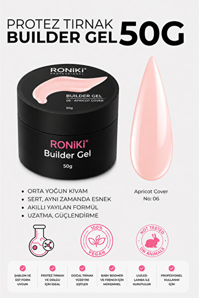 RONIKI Builder Gel 06 Apricot Cover 50 G – Apricot Cover Protez Tırnak Uzatma...
