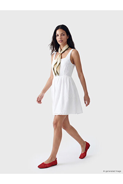 LC Waikiki Texx Store Quality Square Collar Brode Mini Dress