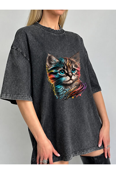 Pink Sky Unisex Oversize Vintage Washed Street Style Μόδα του δρόμου Βαμβακερ...