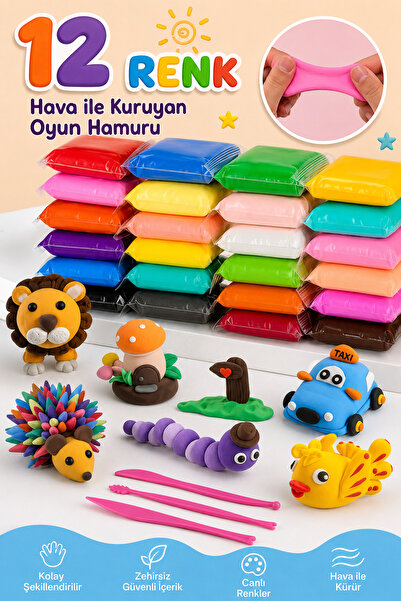 TÜTSÜ SEPETİ 12renk Zıplayan hamur hava ile kendiliğinden kuruyan kil hamur o...