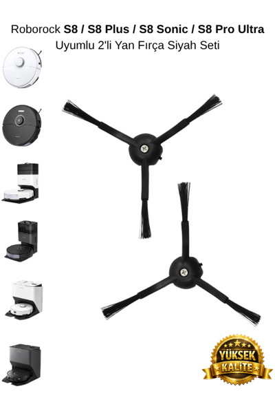 Roborock S8 / S8 Plus / S8 Sonic / S8 Pro Ultra Robot Süpürge Uyumlu 2'li Siy...