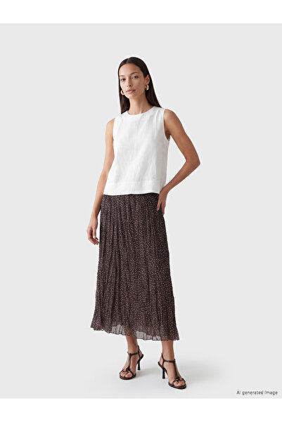 LC Waikiki Peak New Season Polka Dot Chiffon Pleated Skirt with Elastic Waist