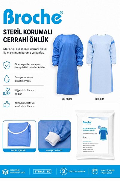 Broche STERİL KORUMALI CERRAHİ ÖNLÜK M BEDEN 20'Lİ