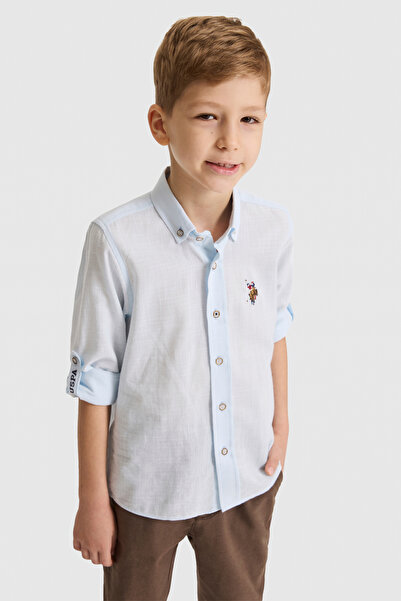 U.S. Polo Assn. Boy's Light Blue Long Sleeve Basic Shirt 50320263-Vr003