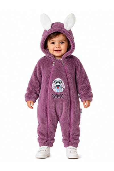 Chicsy Baby Sweet Rabbit Embroidered Welsoft Plush Hooded Zippered Winter Uni...