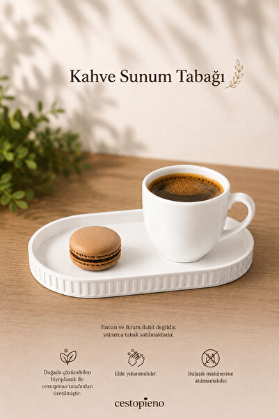 CESTOPİENO Coffee Presentation Plate Oval Serving Tray |   Eco-Friendly Biopl...