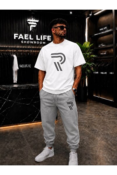 FAEL LİFE Unisex Wide-Let T-Shirt and Sweatpants R Printed Set