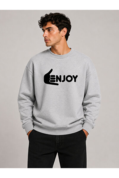 herkesemoda Enjoy Printed Crew Neck 2 Thread Sweatshirt