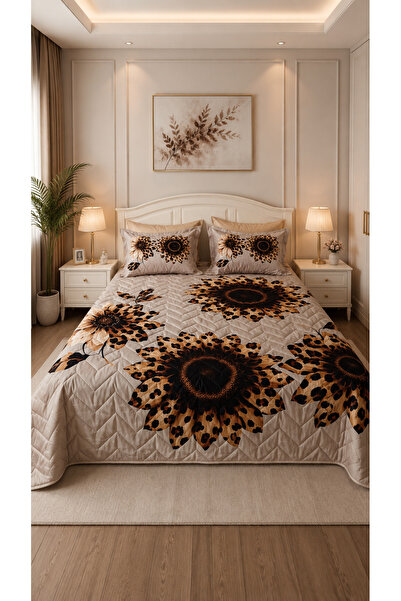 AYBERK HOME TEXTİLE Leopard Sunflower Four Seasons Quilted Double Duvet Cover...