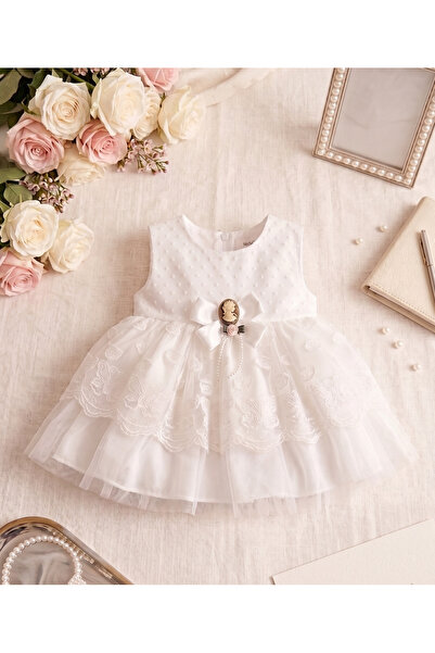 Harry&Millie Baby Girl Mevlüt Dress, Ecru Lace Wedding Dress, Baby Evening Dr...